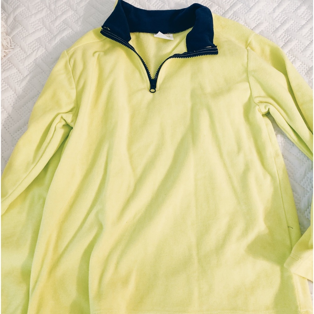 Crazy 8 Fleece Quarter Zip Pullover Neon Yellow and Black Boys Size Large 10-12